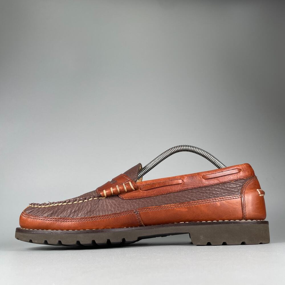 LL Bean Allagash Men's Size 10.5 D Brown Leather Slip On Penny Loafer Dress Shoe - Picture 7 of 9